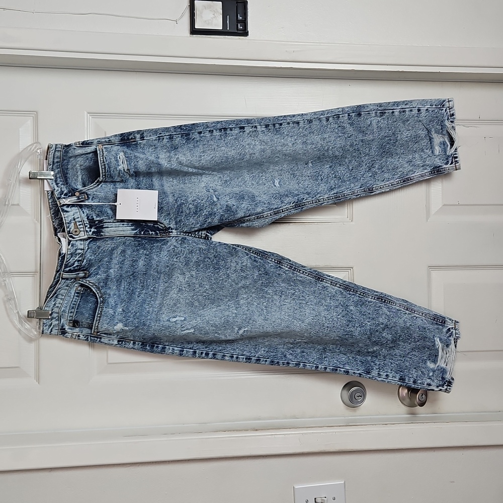 Kancan Acid Wash Mom Jeans High Waist relaxed thigh tapered leg 15 31